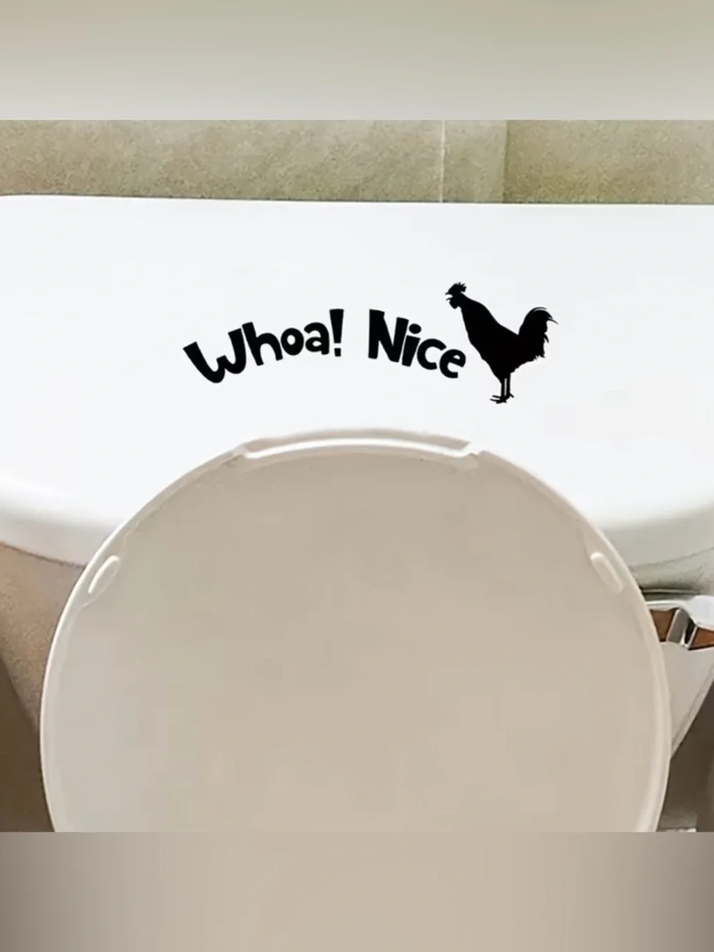 Funny 'Whoa! Nice' Rooster (C*ck) Toilet Seat Decal, NEW